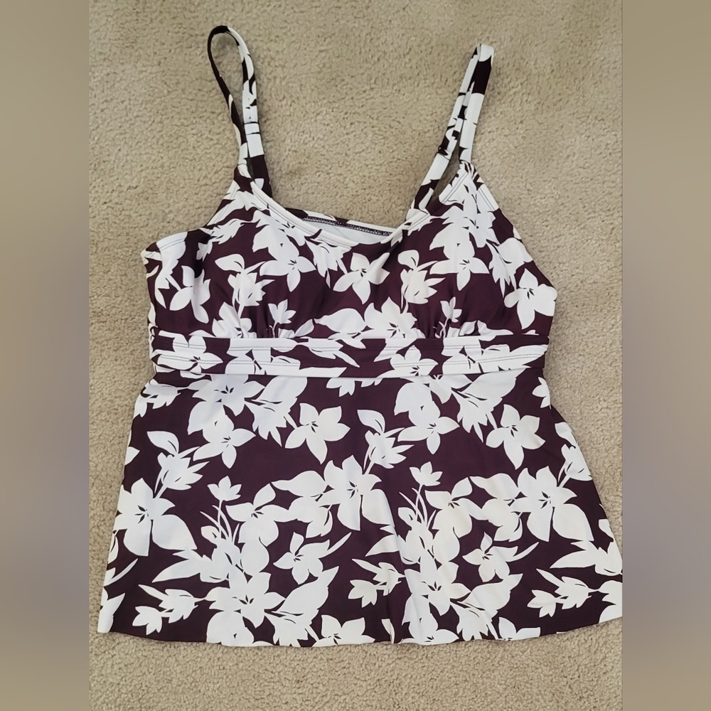 Brown & white Tankini Top sz 16W